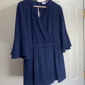 NYC navy v-cut stretch romper.